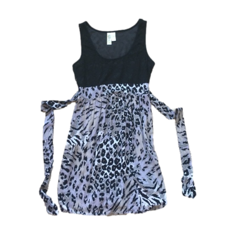 L8teR Black lace and cheetah print dress size medium